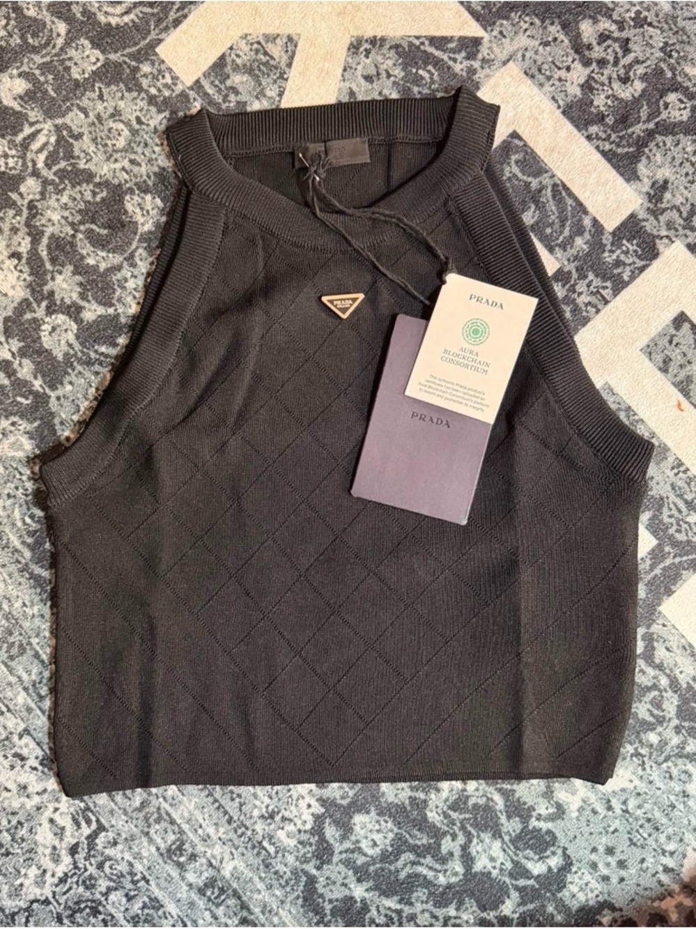 Prada Black Quilted Knit Tank & Skirt Set Size Large - Picture 2 of 10